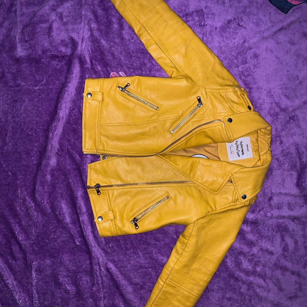 Yellow Zara Girls Leather Jacket